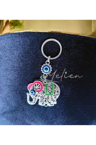 Melien Evil Eye Beaded Big Elephant - Μπρελόκ Πόρτα και Αυτοκίνητο Δώρο Στολίδι Αξεσουάρ Τσάντα