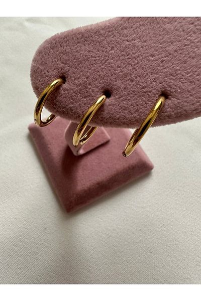 ringbox Gold 3-Piece Steel Stainless Anti-tarnish Earring Set