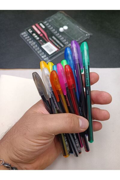 Meyra Accessories tükenmez 12 li set 12 renk mürekepli rengarenk kalemler oku...
