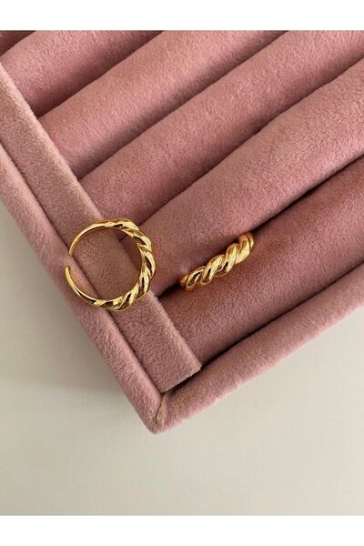 ringbox Altın Kaplama Ince Burgu Ayarlanabilir Gold Yüzük