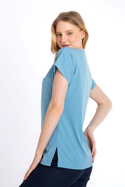 Uçak Medikal Alice Blue Core-flex Lycra Single Top