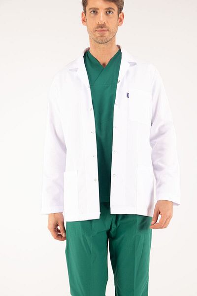 Uçak Medikal Jachetă albă lungime, mânecă lungă, guler clasic, haină doctor