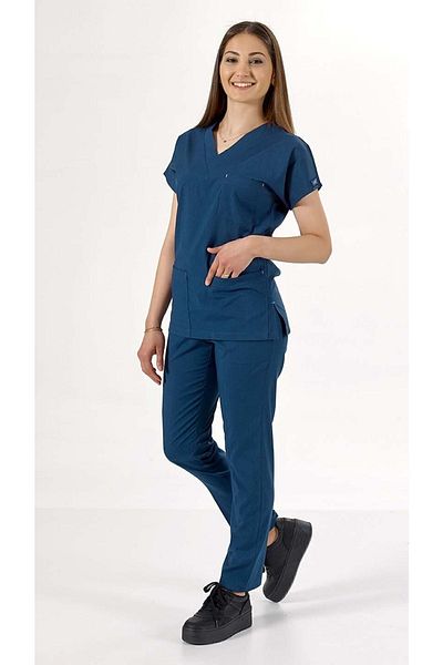 Uçak Medikal Costum chirurgical din lycra Core-flex, albastru petrol, uniformă pentru asistentă și medic