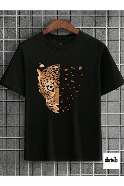 QUEENSTOWN Tricou de damă de culoare bej - imprimeu semi-leopard, model de bază strup 00000100