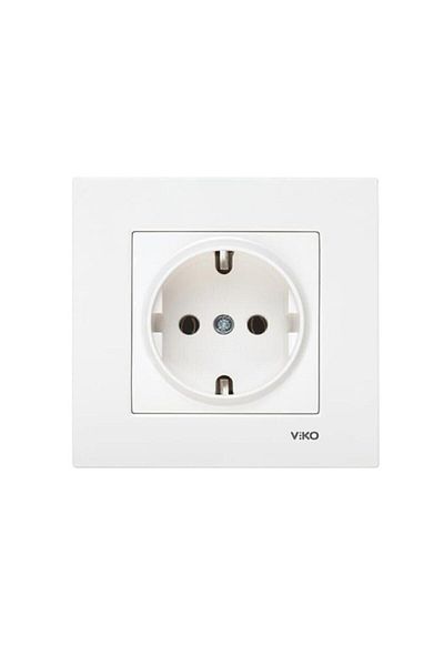 VİKO Square Grounded Socket White Product Alkano