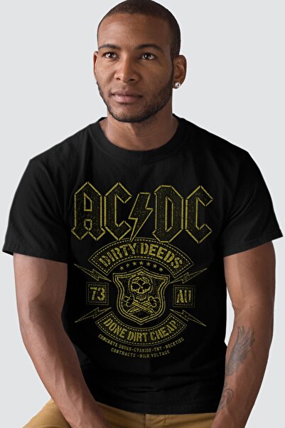ROCKANDROLL Tricou pentru bărbați Snowy Acdc Black cu mânecă scurtă