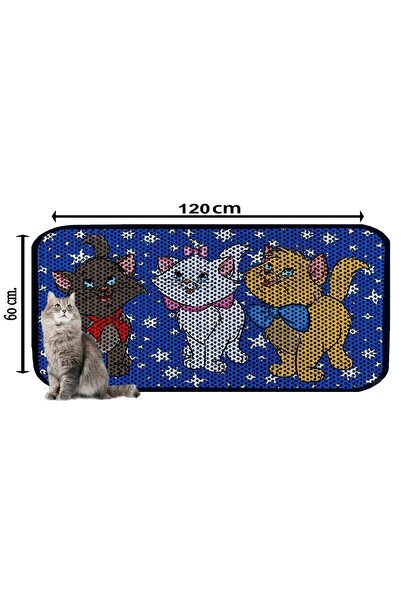 AKTUNÇ XXL BÜYÜK BOY ELEKLİ TUVALET ÖNÜ DESENLİ KEDİ KUMU PASPASI 60X120 CM