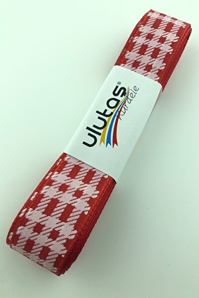 Limelia Panglică Tafta Imprimată Foi Roșie 2,5 Cm