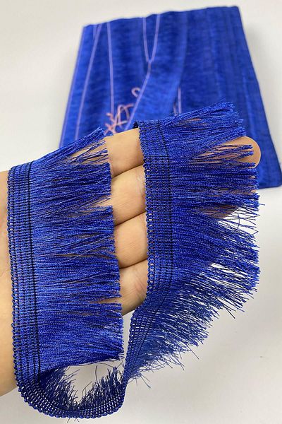 Limelia Saks Blue Flat Fringe Rope Tassel Strip
