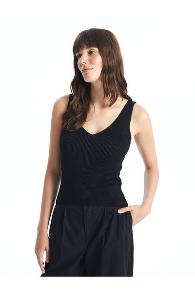 LC Waikiki Women's V-Neck Plain Knitwear Sweater
