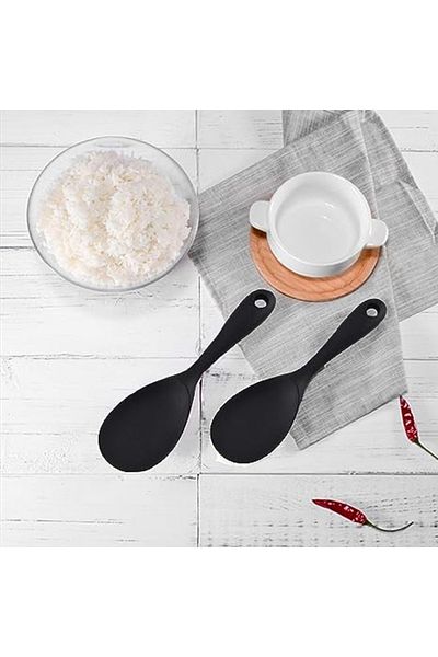 BurcuBilluriye Burcummm Silicone Short Rice Spoon Black