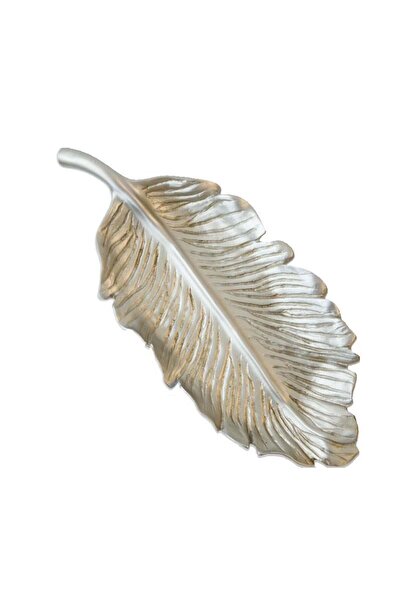 Kare Home Dekoratif 42 Cm Yaprak Tabak Gümüş