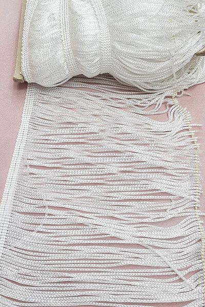 Hayalperest boncuk White Imported Ribbon Tassel 15 Cm (1 Mt)