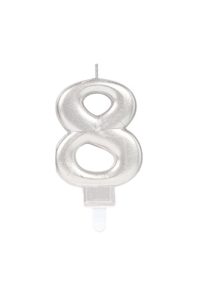 Mustran 8 Number Candle Silver Color