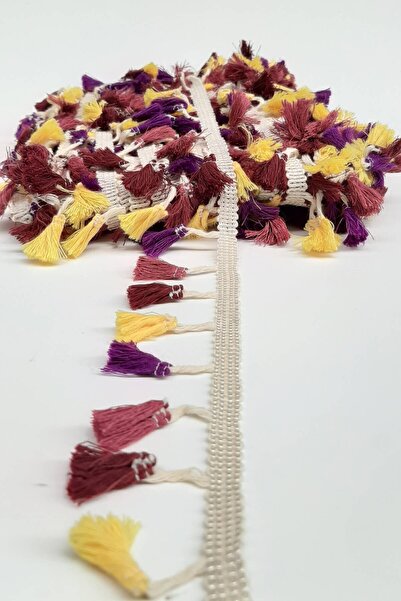 Limelia Κίτρινο μωβ βαμβακερή φούντα με κρόσσια