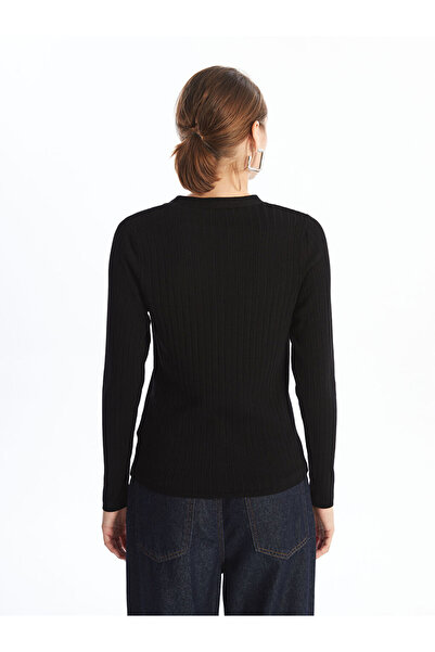 LC Waikiki Strukturierter Damen-Strickpullover mit V-Ausschnitt