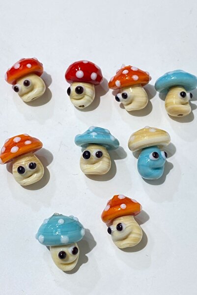 Limelia RengarenkMurano El Yapımı Cam Boncuk Mantar 1 Adet