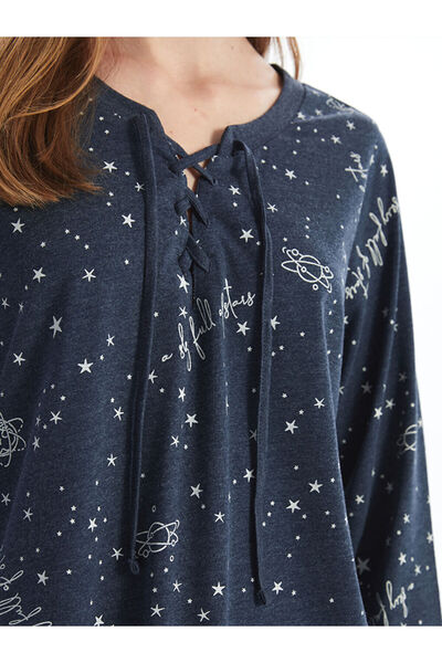 LC Waikiki Bağlamalı Yaka Desenli Kadın Pijama Takımı