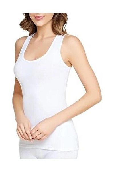 Tutku Tricou Elite 2002 pentru femei din elastan modal cu bretele groase, alb