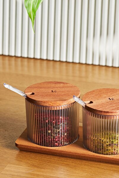 Karaca Massimo 3'lü Kapaklı Kaşık Hediyeli Standlı Baharatlık Şeffaf Plastik 250 - 499 ml