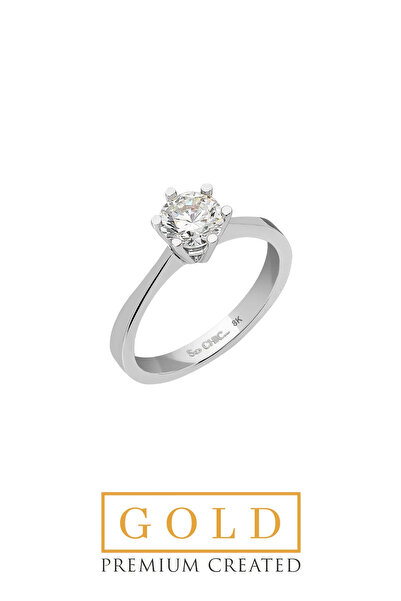 So CHIC... Beyaz Altın Sertifikalı Premium Created Taşlı Tektaş Yüzük