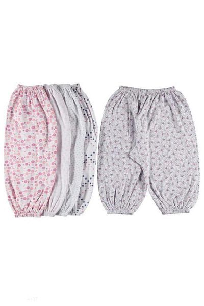 SEVA Pantaloni lungi pentru femei, 100% bumbac, 4 bucăți, cu ochiuri, imprimate cu modele