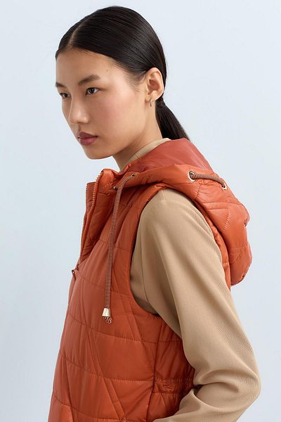Nihan Orange Quilted Vest - Adjustable Back