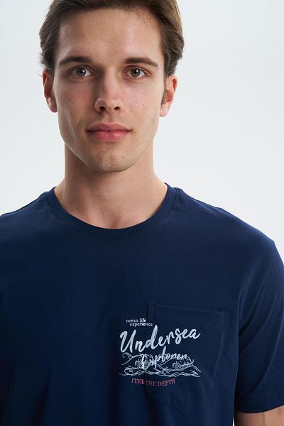 Arma Ανδρικό μπλουζάκι Navy Blue Regular Fit Single Jersey 100% βαμβακερό μπλουζάκι με λαιμόκοψη Y 27344407001