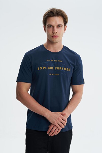 Arma Чоловіча темно-синя футболка з регулярним кроєм і коміром-стійкою Y27344406601