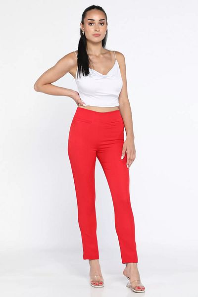 GÜLSELİ Red Front Women's Trousers