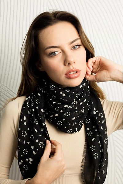 Modex Polo Craft Floral Patterned Colorful Scarf Scarf (Size: 100X100)