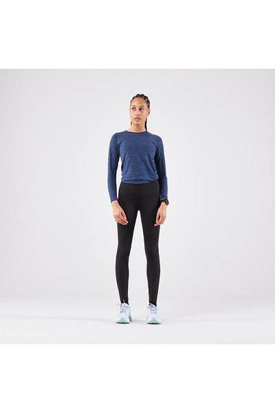 Decathlon بنطال الجري النسائي من Kiprun - أسود/لون مدخن - Kiprun Run 500 Warm