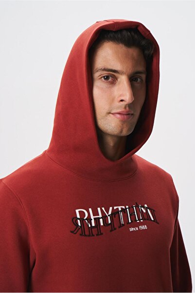 Arma Чоловічий червоний Regular Fit з літнім принтом, швами та кишенями-кенгуру, світшот K28254627001