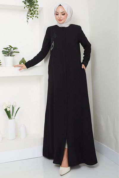 hafsamina Black Huma Ferace - Stone Detailed, Model HM2479