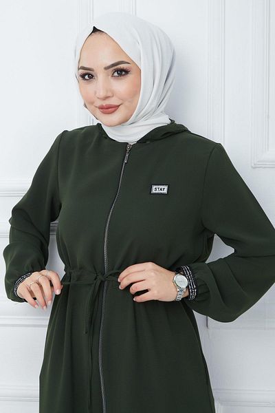 hafsamina Διχτυωτή κουκούλα δεμένη Ferace Khaki HM2360