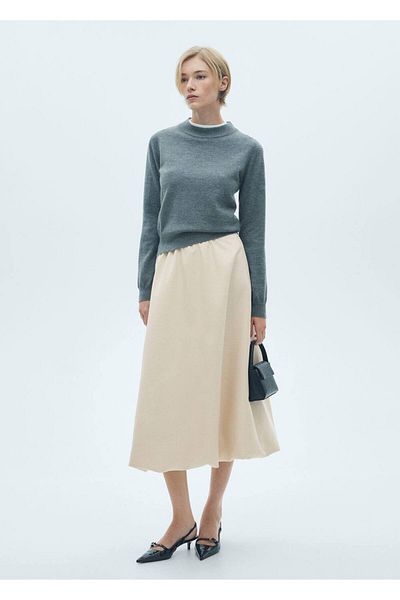 MANGO Woman Fusta midi cu croiala in linie