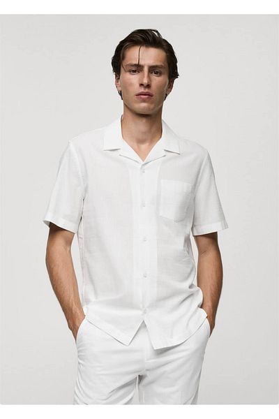 MANGO Man Košile Regular Fit ze 100% bavlny Seersucker