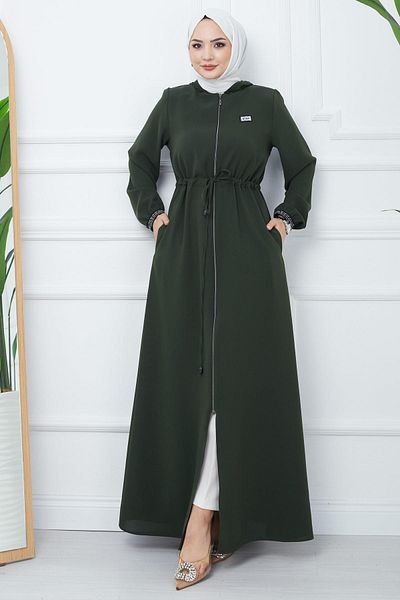hafsamina Διχτυωτή κουκούλα δεμένη Ferace Khaki HM2360