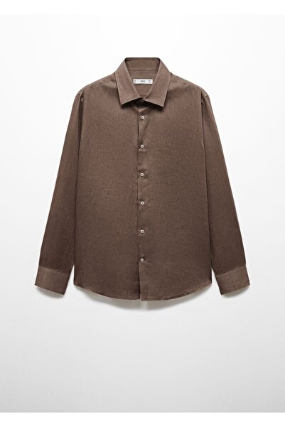 MANGO Man %100 Keten Regular Kesim Gömlek