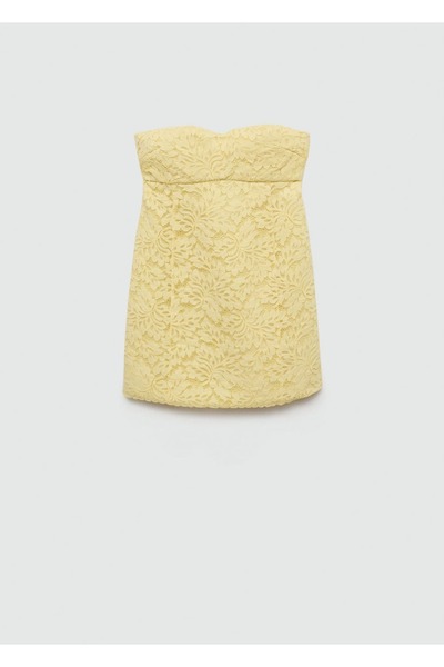 MANGO Woman Straplez dantel elbise