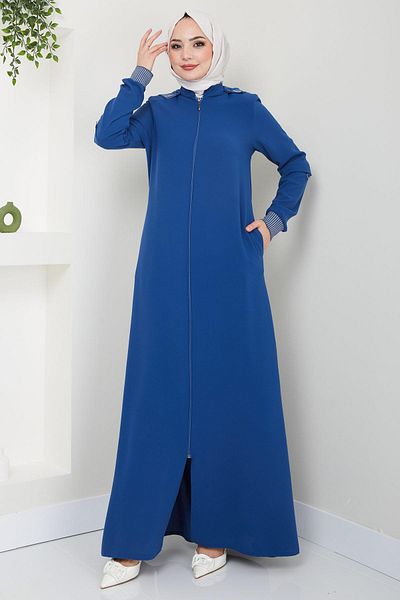 hafsamina Ριμπ Ferace Indigo με κουκούλα HM2395