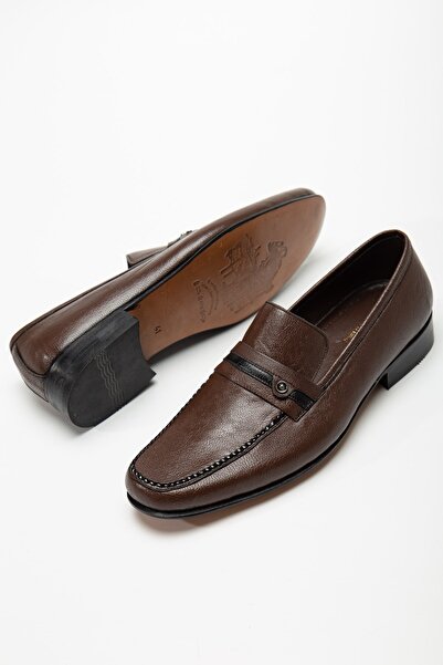 Dilimler Ayakkabı Δερμάτινα ανδρικά κλασικά παπούτσια Glase Leather Trock Brown