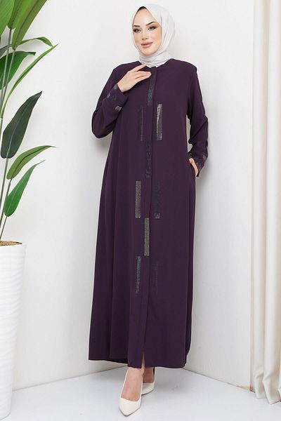 hafsamina Πέτρα Λεπτομερής Plus Size Ferace Plum HM2047