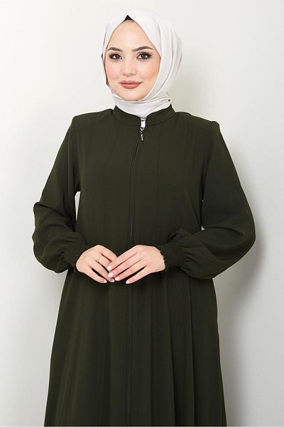 hafsamina Khaki Mevlana Ferace - Piece Model HM2362