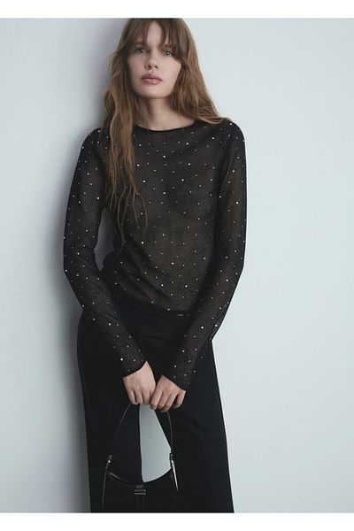 MANGO Woman Thin Knitwear Stone Sweater