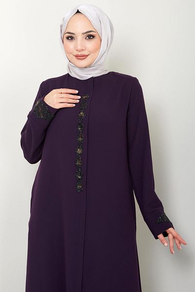 hafsamina Plum Ferace - Drop Stone Detailed, HM2435