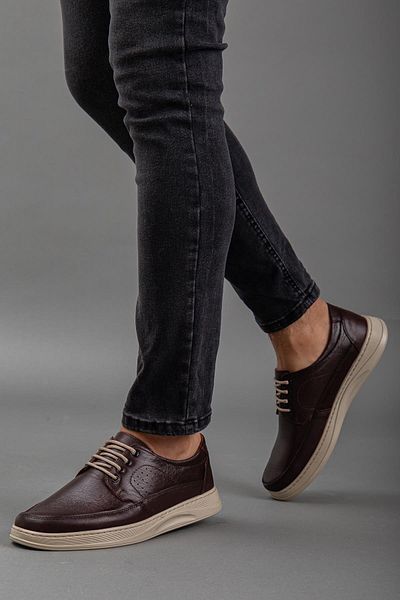 Dilimler Ayakkabı Ανδρικά casual παπούτσια με επίπεδη σόλα από γνήσιο δέρμα με κορδόνια
