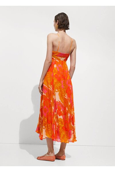 MANGO Woman Drape detaylı desenli elbise