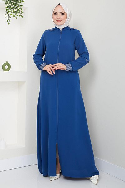 hafsamina Ριμπ Ferace Indigo με κουκούλα HM2395