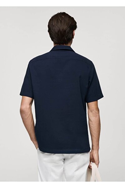 MANGO Man Regular kesim %100 gofre pamuklu gömlek